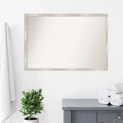 38" X 26" Non-Beveled Crackled Narrow Bathroom Wall Mirror Metallic Silver - Amanti Art -Avanti Sales Shop GUEST 03055bc7 fd92 4da2 b625 ec4aa24a6a51