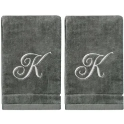 Creative Scents Gray Fingertip Monogrammed Towels Silver Embroidered -Avanti Sales Shop GUEST 061eca6b d42a 4f9f 8a97 9916a6708192