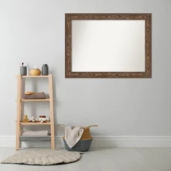 44" X 33" Non-Beveled Bridge Wood Bathroom Wall Mirror Brown - Amanti Art -Avanti Sales Shop GUEST 0f48901a 5a36 479a 9740 41c54e8e47ab