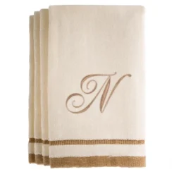 Creative Scents Ivory Fingertip Monogrammed Towels Brown Embroidered -Avanti Sales Shop GUEST 0f5206b9 4567 4805 942b 54200466af02