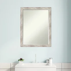 Amanti Art Distressed Cream Petite Bevel Wood Bathroom Wall Mirror 26.5 X 20.5 In. -Avanti Sales Shop GUEST 131c3835 63cc 419a 8b25 ca942acef9da