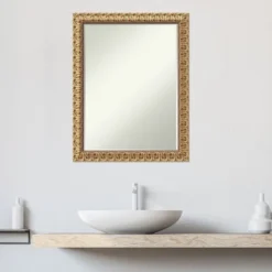 Amanti Art Florentine Gold Petite Bevel Wood Bathroom Wall Mirror 27.5 X 21.5 In. -Avanti Sales Shop GUEST 162ef6f7 f172 40d7 b038 44d2e4e76a34