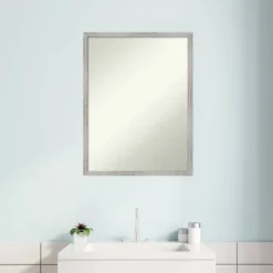 19" X 25" Non-Beveled Shiplap White Narrow Wood Bathroom Wall Mirror - Amanti Art -Avanti Sales Shop GUEST 1f9afee0 ab9f 48c5 8c64 0327c5357c78