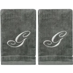 Creative Scents Gray Fingertip Monogrammed Towels Silver Embroidered -Avanti Sales Shop GUEST 1fc79306 670d 48d8 b5cd a29a4f441785