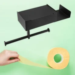 Unique Bargains Wall Mount For Bathroom Toilet Kitchen With Shelf Double Roll Toilet Paper Holder Black 1 Pcs -Avanti Sales Shop GUEST 1fdbcdb6 7c27 4345 bbc7 14375f01f88e