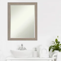 Amanti Art Curve Greywash Petite Bevel Wood Bathroom Wall Mirror 27 X 21 In. -Avanti Sales Shop GUEST 23fe3f37 e112 4d52 8a60 12e73ad86630