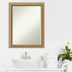 Amanti Art Florentine Gold Petite Bevel Wood Bathroom Wall Mirror 27.5 X 21.5 In. -Avanti Sales Shop GUEST 28a1a751 70b3 46c5 ad34 da8063eedb83