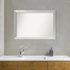 40" X 28" Non-Beveled Wood Bathroom Wall Mirror Brushed Sterling Silver - Amanti Art -Avanti Sales Shop GUEST 2e53a32d e326 48c4 a94f c604c810d49a