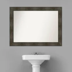 44" X 33" Non-Beveled Rail Rustic Char Bathroom Wall Mirror - Amanti Art -Avanti Sales Shop GUEST 3a59dcbc dadf 4000 ad83 582eb2639715