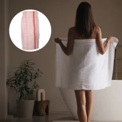 Unique Bargains Adjustable Button Elastic Band Bathroom Soft Absorbent Towel Bath Wrap 55.12"x30.31" 1 Pc -Avanti Sales Shop GUEST 40be0898 dfdd 4b8c 8d35 5e6a1fd51b82