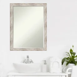 Amanti Art Distressed Cream Petite Bevel Wood Bathroom Wall Mirror 26.5 X 20.5 In. -Avanti Sales Shop GUEST 412db744 0575 4b6c a853 88d8b573796e