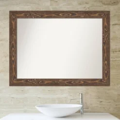 44" X 33" Non-Beveled Bridge Wood Bathroom Wall Mirror Brown - Amanti Art -Avanti Sales Shop GUEST 475932d4 20c9 4f2d 9c1a a572988b7e5c