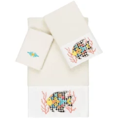 Set Of 3 Feliz Embroidered Towels - Linum Home Textiles -Avanti Sales Shop GUEST 4cfb8279 6a08 4972 8074 c9736cb91bff