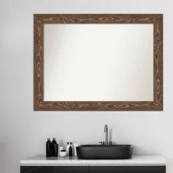 44" X 33" Non-Beveled Bridge Wood Bathroom Wall Mirror Brown - Amanti Art -Avanti Sales Shop GUEST 584e6e14 5630 47e9 806a 68595e35e762