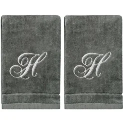 Creative Scents Gray Fingertip Monogrammed Towels Silver Embroidered -Avanti Sales Shop GUEST 5c658cb5 2c49 4239 b3d3 6986b0891dfc