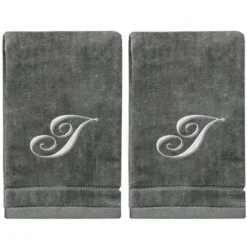 Creative Scents Gray Fingertip Monogrammed Towels Silver Embroidered -Avanti Sales Shop GUEST 5ebc922d a09f 4bbd b59c 45d1baeee99b