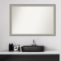 39" X 27" Non-Beveled Elegant Narrow Bathroom Wall Mirror Brushed Pewter - Amanti Art -Avanti Sales Shop GUEST 60d2cf3a acda 4df0 b2be bf0d783640e1