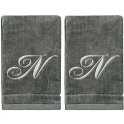 Creative Scents Gray Fingertip Monogrammed Towels Silver Embroidered -Avanti Sales Shop GUEST 610abb60 8e69 4771 84da 06441190d684