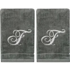 Creative Scents Gray Fingertip Monogrammed Towels Silver Embroidered -Avanti Sales Shop GUEST 62775169 f956 40d1 bbfb d38d1245dc9a