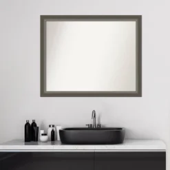 31" X 25" Non-Beveled Domus Wood Bathroom Wall Mirror Dark Silver - Amanti Art -Avanti Sales Shop GUEST 65535ee5 f039 4c0c a297 e1cdcef7eeb1