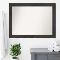 44" X 33" Non-Beveled Rustic Plank Espresso Bathroom Wall Mirror - Amanti Art -Avanti Sales Shop GUEST 69e94007 d187 44f8 91a6 cc0553143aed