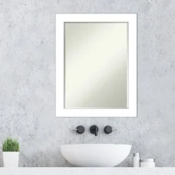 Amanti Art Wedge White Petite Bevel Bathroom Wall Mirror 28 X 22 In. -Avanti Sales Shop GUEST 69ecebfb 4c1a 4fb2 83d0 94c81cf551c8