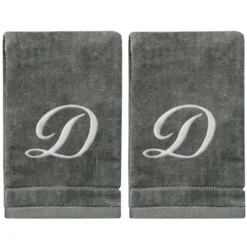 Creative Scents Gray Fingertip Monogrammed Towels Silver Embroidered -Avanti Sales Shop GUEST 6a5f51c7 a175 4ca9 9487 4234b0704dd8