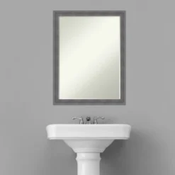 Amanti Art Dixie Grey Rustic Petite Bevel Wood Bathroom Wall Mirror 26.25 X 20.25 In. -Avanti Sales Shop GUEST 73c75438 7888 4c67 835b aea244efa7ad