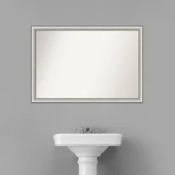 39" X 27" Non-Beveled Salon Silver Narrow Bathroom Wall Mirror - Amanti Art -Avanti Sales Shop GUEST 831bf5ea ebba 4dfa a45d 460efee79458