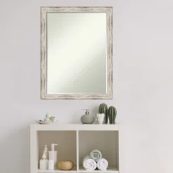 Amanti Art Distressed Cream Petite Bevel Wood Bathroom Wall Mirror 26.5 X 20.5 In. -Avanti Sales Shop GUEST 86972b12 98b2 4757 bb6f 5a02fdc41e01