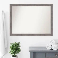 42" X 31" Non-Beveled Pinstripe Plank Gray Narrow Bathroom Wall Mirror - Amanti Art -Avanti Sales Shop GUEST 95692dff d232 463e a51f abb71764cb2e