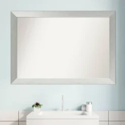 40" X 28" Non-Beveled Wood Bathroom Wall Mirror Brushed Sterling Silver - Amanti Art -Avanti Sales Shop GUEST 962306d2 2b4e 407a 8328 e1fb99ff8143