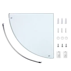 Vdomus 9.8 "x 9.8" Tempered Glass Corner Bathroom Shelf With Stainless Steel Wall Mount - Transparent -Avanti Sales Shop GUEST 9a23618a 480b 41aa ad56 512e45cc0d1b