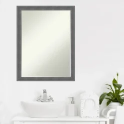 Amanti Art Dixie Grey Rustic Petite Bevel Wood Bathroom Wall Mirror 26.25 X 20.25 In. -Avanti Sales Shop GUEST 9a3da0d5 b6a8 4e96 a5e2 4c022af03bd3