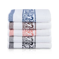 100% Cotton Medium Weight Floral Border Infinity Trim 6 Piece Assorted Bathroom Towel Set By Blue Nile Mills -Avanti Sales Shop GUEST a019ef18 6cc3 4814 89d0 fe5802f66296