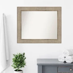 34" X 28" Non-Beveled Trellis Silver Wood Bathroom Wall Mirror - Amanti Art -Avanti Sales Shop GUEST a28106a4 6cad 4929 9cc3 68bb84d84674