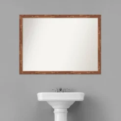 41" X 30" Non-Beveled Fresco Wood Bathroom Wall Mirror Light Pecan Brown - Amanti Art -Avanti Sales Shop GUEST a4e8fed5 974d 4e35 adcc fc0f3e6b1f5f