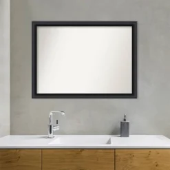 42" X 31" Non-Beveled Nero Wood Bathroom Wall Mirror Black - Amanti Art -Avanti Sales Shop GUEST a7bccd3d 4ef9 4a22 966d 470583e95798