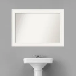 42" X 30" Non-Beveled Ridge White Bathroom Wall Mirror - Amanti Art -Avanti Sales Shop GUEST ab0fabd2 6e58 4805 81fa 483853050da0