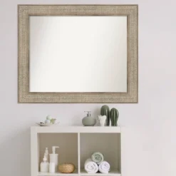 34" X 28" Non-Beveled Trellis Silver Wood Bathroom Wall Mirror - Amanti Art -Avanti Sales Shop GUEST bb71fc29 94d5 4285 8973 3c1418b415a3