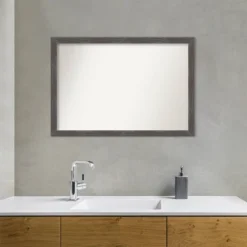 39" X 27" Non-Beveled Woodridge Rustic Gray Wood Bathroom Wall Mirror - Amanti Art -Avanti Sales Shop GUEST bee6c9dc ab2e 4603 91a1 17a1d00b5336