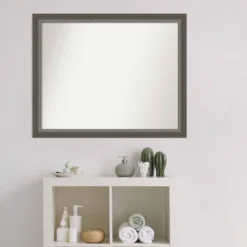 31" X 25" Non-Beveled Domus Wood Bathroom Wall Mirror Dark Silver - Amanti Art -Avanti Sales Shop GUEST bf54b926 9a39 4ccd adb0 f0b047611c45