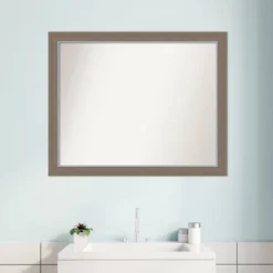 31" X 25" Non-Beveled Eva Narrow Bathroom Wall Mirror Brown - Amanti Art -Avanti Sales Shop GUEST bf979d77 9300 4c16 9248 759f418ad991