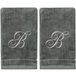 Creative Scents Gray Fingertip Monogrammed Towels Silver Embroidered -Avanti Sales Shop GUEST c21c2378 98d8 48f1 b0bf c9fe4564af7d