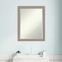 Amanti Art Curve Greywash Petite Bevel Wood Bathroom Wall Mirror 27 X 21 In. -Avanti Sales Shop GUEST d28c0101 92d0 4b2b 9ad1 93c210234f18