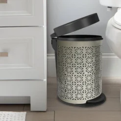 Laser Cut Pewter Step Garbage Trash Can & Toilet Brush Holder With Lid Pewter - Nu Steel -Avanti Sales Shop GUEST d2cb00ab da92 40cb 8ece 34847c046d69