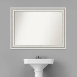 44" X 33" Non-Beveled Parlor White Bathroom Wall Mirror - Amanti Art -Avanti Sales Shop GUEST d6af6f65 54f3 4d58 b6da 1ea0d1e3a2f4