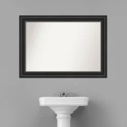 42" X 30" Non-Beveled Ridge Black Bathroom Wall Mirror - Amanti Art -Avanti Sales Shop GUEST e00dadcb dff7 4d8b b431 97d3c0cf132f