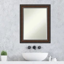 Amanti Art Cyprus Walnut Petite Bevel Wood Bathroom Wall Mirror 28.75 X 22.75 In. -Avanti Sales Shop GUEST ebb9287e 693c 4ffb 9ae7 4592b9d70c59