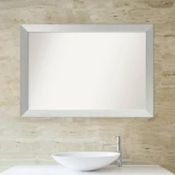 40" X 28" Non-Beveled Wood Bathroom Wall Mirror Brushed Sterling Silver - Amanti Art -Avanti Sales Shop GUEST f2c37b82 a2eb 4424 99af 8a8fa45712fa